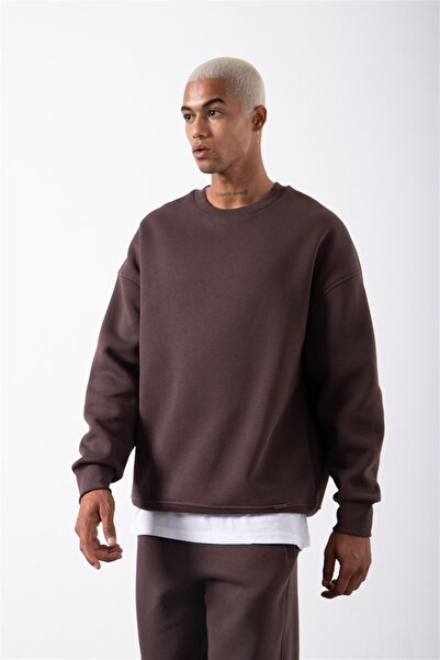 Machinist Огромна велосипедна блуза с качулка, кафе