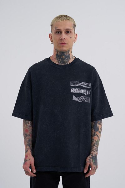 Machinist Men's Oversize Asphalt Cloudy T-Shirt - Washable and Tape Printed