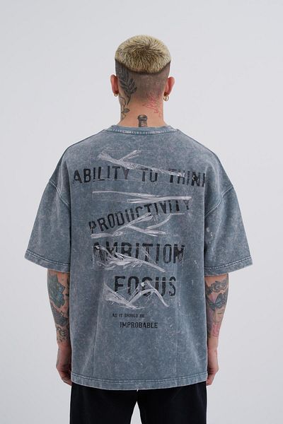 Machinist Ανδρικό μπλουζάκι Oversize Ghost Spotted - Washable and Tape Printed