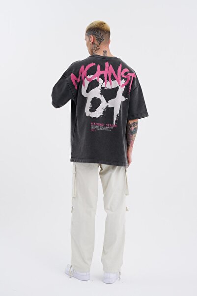 Machinist Ανδρικό μπλουζάκι oversized Asphalt - Washable Brush με τύπωμα