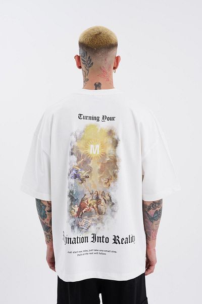 Machinist Ανδρικό μπλουζάκι Oversize Ecru - Turning Your Imagination Printed