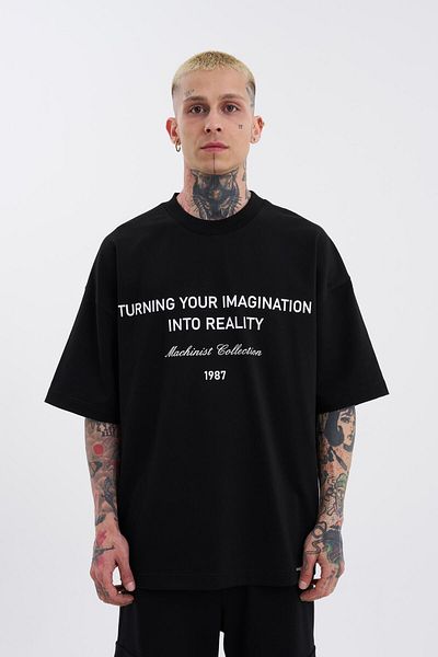 Machinist Men's Oversize Black T-Shirt - Turning Your Imagination Printed