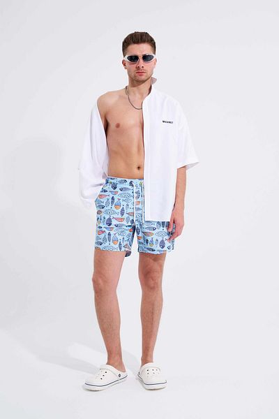 Machinist Pantaloni scurți Blue Sea - Pești bărbați imprimați