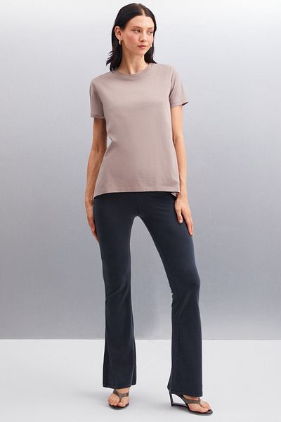 GRIMELANGE Samantha Women &Apos; S 100% organiczna bawełna Comfort Fit Long Back Mink T-shirt