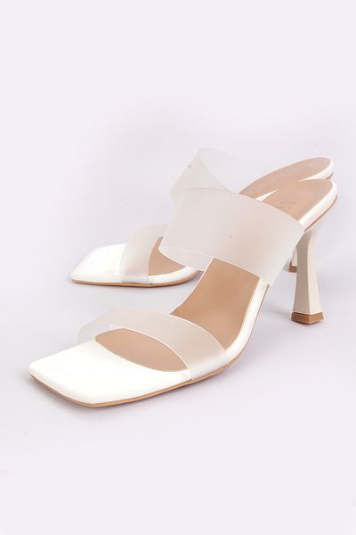 Liza Shoes Sofia Women's White Transparent Heeled Slippers - A002-k1252