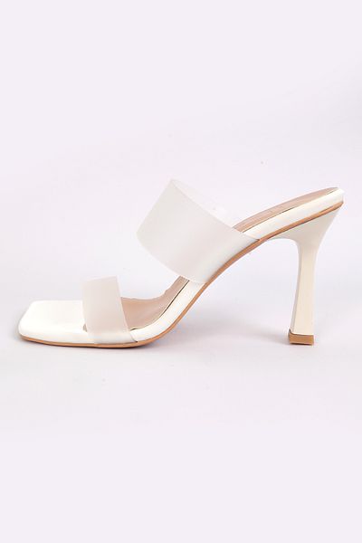 Liza Shoes Sofia Women's White Transparent Heeled Slippers - A002-k1252