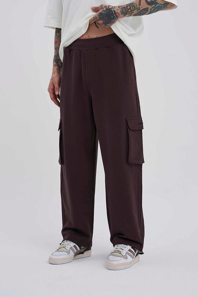 Machinist Ανδρικό φαρδύ καφέ παντελόνι Cargo Pocket Oversize