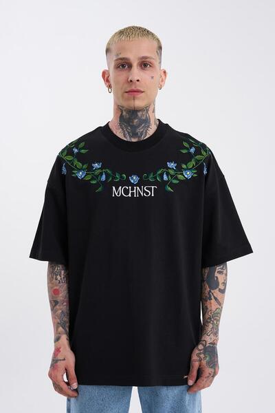 Machinist Ανδρικό Oversize Μαύρο T-Shirt - Futue 87 Printed