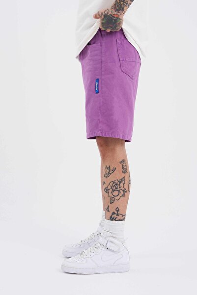 Machinist Ανδρικό τζιν σορτς με μωβ λογότυπο - μέγεθος M