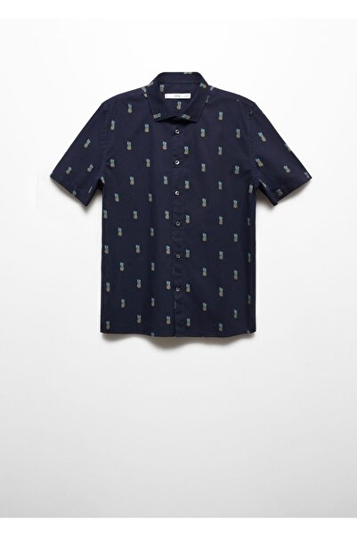MANGO Man %100 Pamuklu Ananas Desenli Gömlek