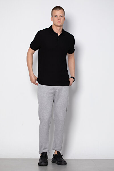 BARRELS AND OIL Waffle Polo Neck T-Shirt - Black