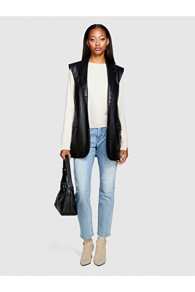 Sisley Pulover de damă, crem, amestecat de cașmir, cu croiala normală