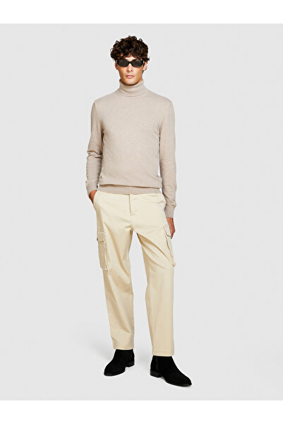 Sisley Ανδρικό πουλόβερ μελανζέ κασμίρ μείγματος ψηλός λαιμός