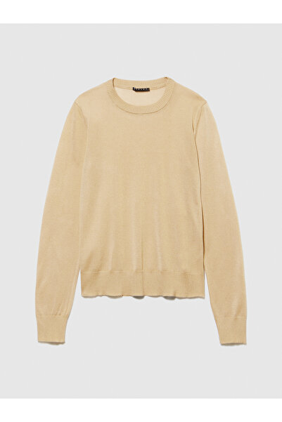 Sisley Дамски пуловер в цвят кафе - 100% лиоцел, редовна кройка