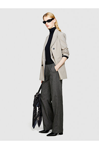 Sisley Kadın Antrasit %100 Koton Beli Lastikli Pantolon