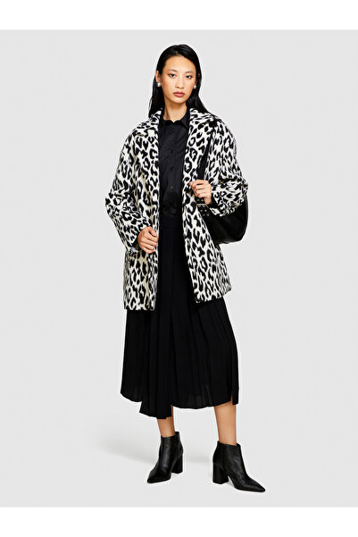 Sisley Black Midi Length Women's Skirt - Pleated and Asymmetric Cut