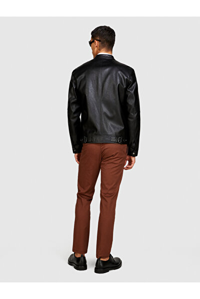 Sisley Ανδρικό ελαστικό καφέ παντελόνι με λεπτή εφαρμογή