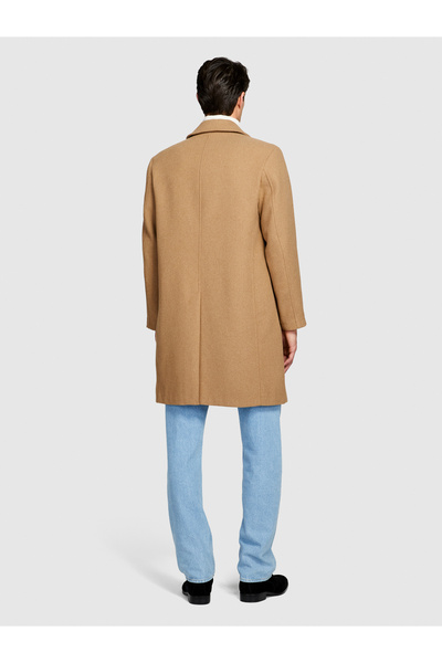 Sisley Ανδρικό παλτό κανονικής εφαρμογής μείγμα μαύρισμα και μαλλί