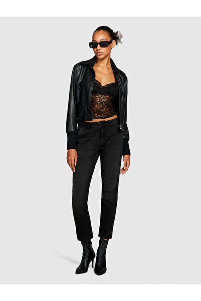 Sisley Black Slim Fit Lima Denim Trousers - Carrot Fit