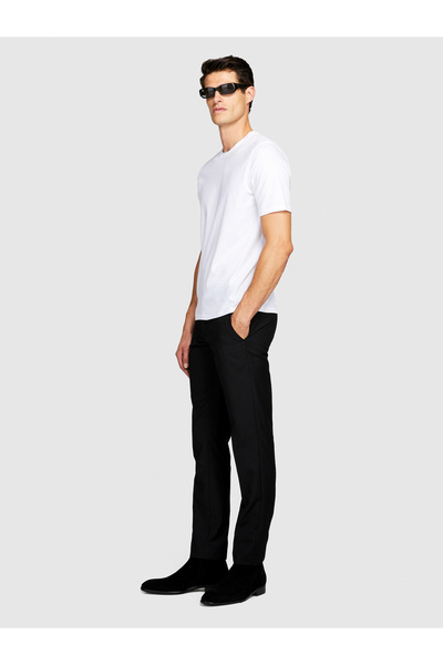 Sisley Μαύρο Slim Fit Polyviscose Ανδρικό Επίσημο Παντελόνι