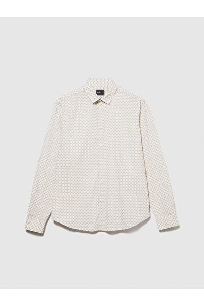 Sisley Ανδρικό πουκάμισο από ποπλίνα Dusty Blue Square Printed - 100% βαμβάκι