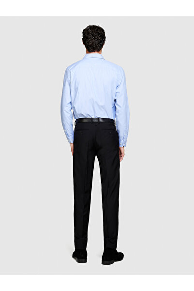 Sisley Light Blue Men's Oxford Shirt - 100% Cotton, Pleated Back