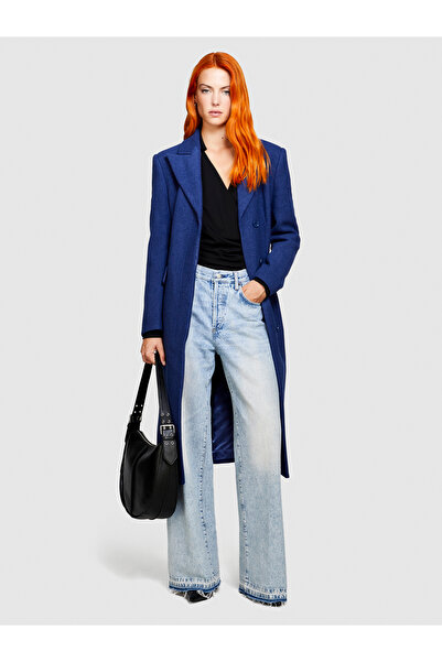 Sisley Ανοιχτό τζιν γυναικείο παντελόνι - 100% βαμβάκι, φαρδύ πόδι