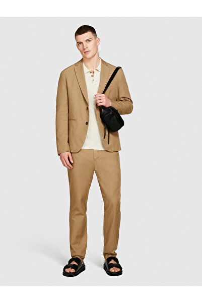 Sisley Ανδρικό καφέ βαμβακερό μπουφάν - Άνετη εφαρμογή, τσέπη με προστατευτικό ριγέ και χωρίς επένδυση