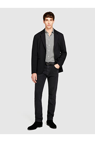 Sisley Ανδρικό πουκάμισο γκρι ποπλίνα - 100% βαμβάκι, τετράγωνο στάμπα