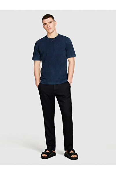 Sisley Tricou pentru bărbați, albastru bleumarin, cu gât crew, 100% bumbac - ...