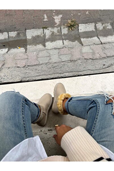 Atelierby DS Kadın Gri Renk Kısa Tüylü Bot