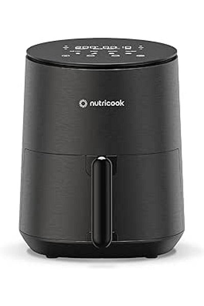Nutricook Air Fryer Mini, 1500 Watts, Tempered Glass Control Panel, 8 Preset Programs, 3.3 Liters, Black