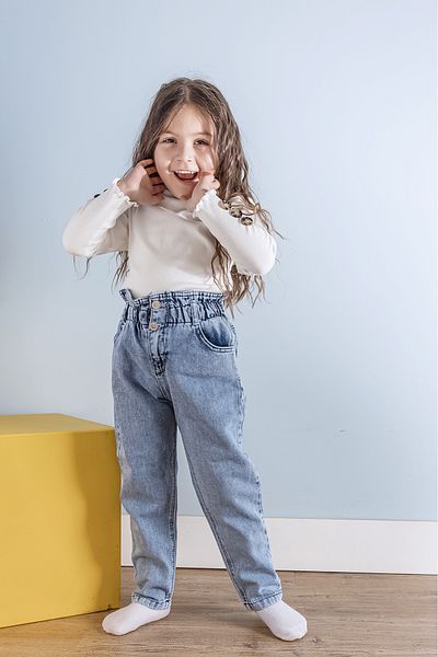 Babymod Pantaloni de blugi pentru fete cu talie înaltă Blugi pentru copii