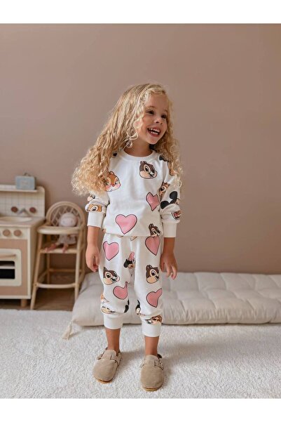 Reddot طقم بدلة رياضية للفتيات بطبعة السنجاب