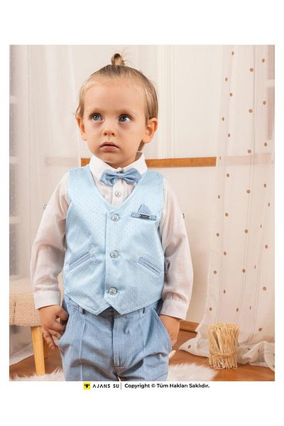 Babydola 1-5 ani Papion Vestă Cămașă Pantaloni Eid Costum Copii Set 4 15051