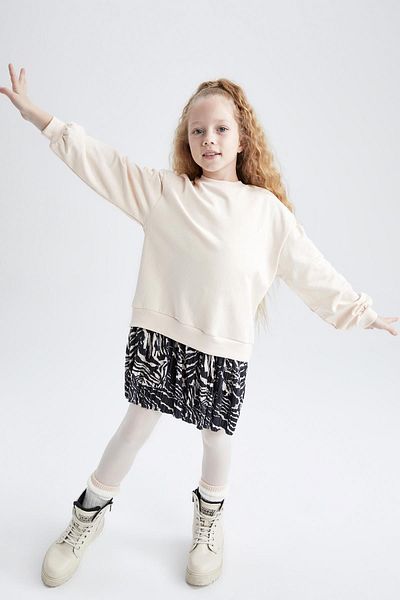 DeFacto Crew Neck Long Sleeve Girl's Sweat Dress - Z1235a622wn