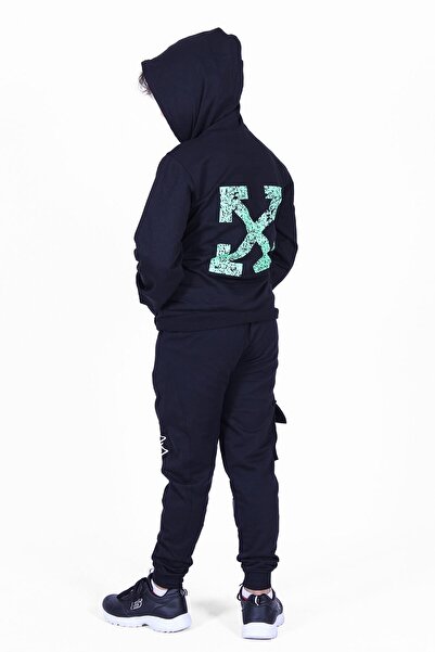 YA KO KİDS Σετ φόρμες για αγόρια με εμπριμέ κουκούλα και κάτω