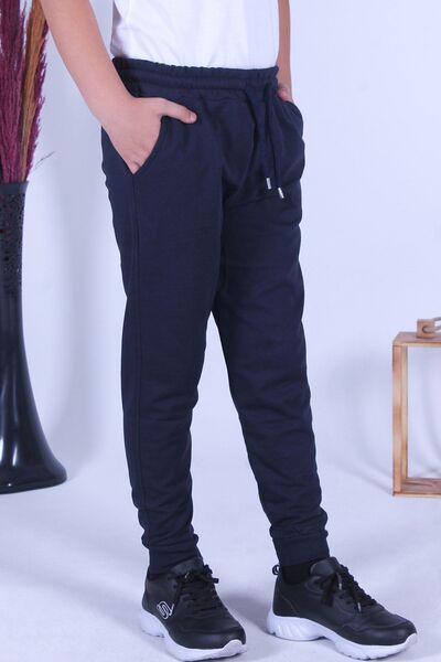 YA KO KİDS Düz Erkek Çocuk Çift Cepli Lacivert Eşofman Altı