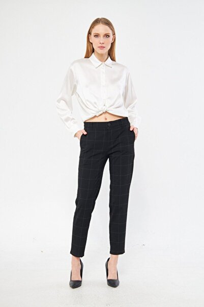 Kutaf Women's Plaid Fabric Trousers