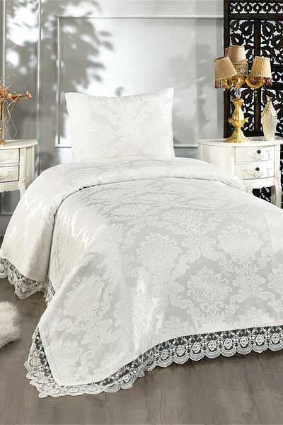 Çeyiz Diyarı French Lace Kure Single Bedspread Cream
