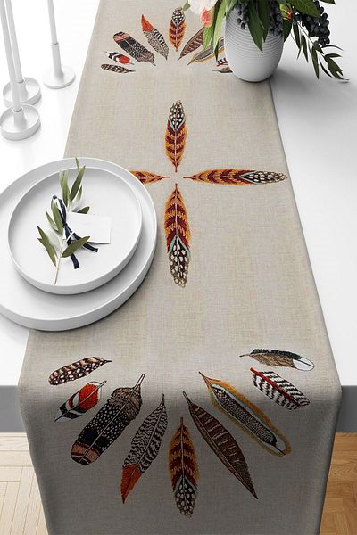 on the clouds Μπεζ Bohemian Stain Pattern Resistant Fabric - Τραπέζι κουζίνας σαλονιού