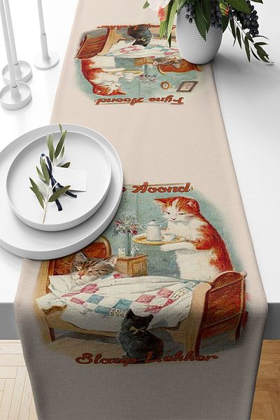 on the clouds Cute Cats - Pânză rezistentă la pete pentru sufragerie pentru bucătărie, diferite modele de alergare