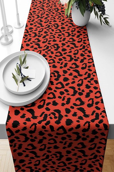 Pelangi Leopard Patterned Colorful Living Room Kitchen Table Runner - Stain Resistant Fabric