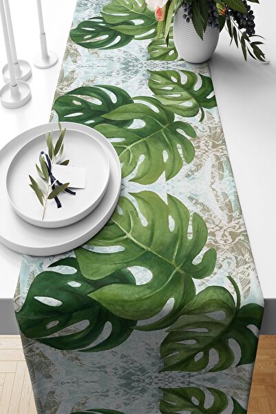 Pelangi Büyük Yaprak Desenli Leke Tutmaz Kumaş Salon Mutfak Masa Değişik Ranı...