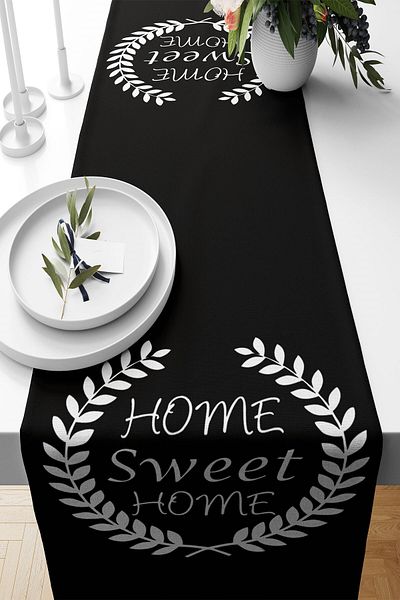 on the clouds Home Sweet Home - Written Stain Resistant Fabric Living Room Kitchen Table Runner, Different Ranir Models