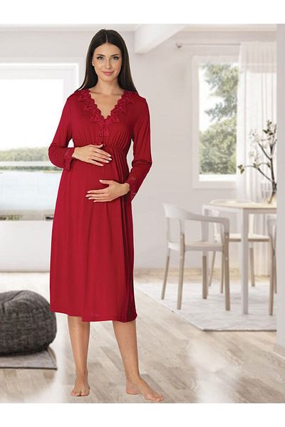 Effort Pijama طقم ثوب نوم للحوامل بأكمام طويلة للنساء من Zerre Bebe