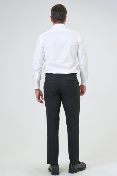 SÜVARİ Stretchy Slim Fit Black Men's Fabric Trousers