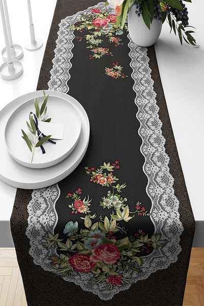 on the clouds Δαντελένιο μοτίβο Floral Runner - Αδιάβροχο ύφασμα, Τραπέζι σαλονιού και κουζίνας, Διαφορετικά μοντέλα