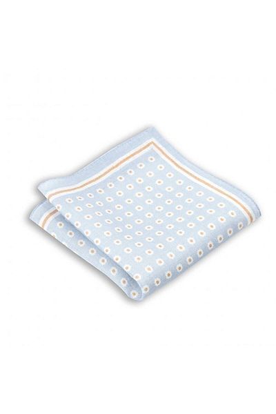 1001 Kravat Blue Patterned Linen Pocket Handkerchief in 33x33 cm Sizes