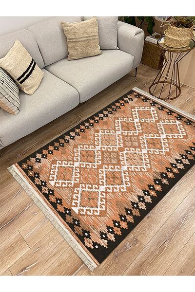 kilim home Covor decorativ țesut din seria Cotton, în tonuri de cafea, cu mod...